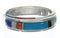 Southwest Sterling Silver Multicolor Ring Size 8-3/4 EX41716